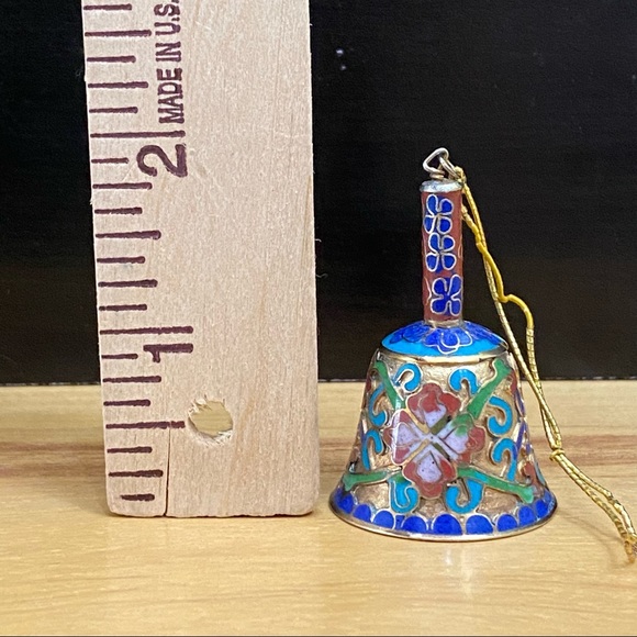 Vintage Cloisonné Champleve Miniature Collectible Bell Decor - Picture 7 of 10